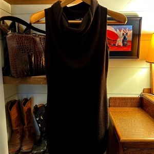 Magaschoni Cashmere Sleeveless Cowl Neck Brown Sweater Dress, Size Small